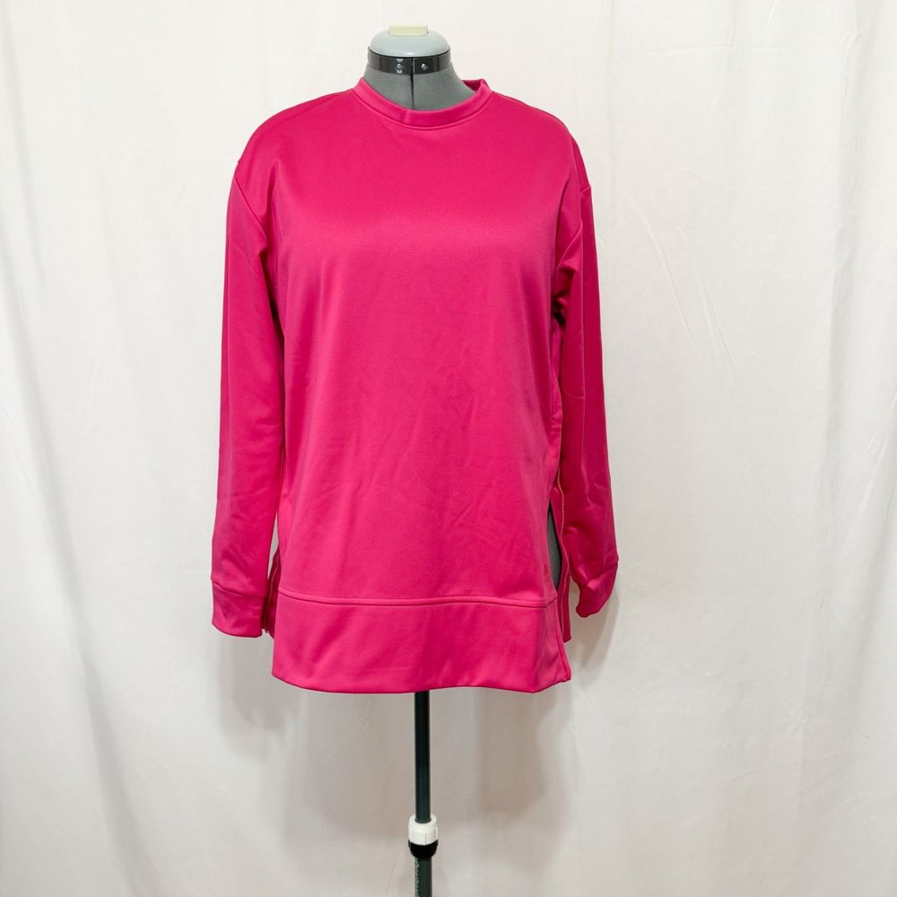 Adidas NWT Sz M Magenta Vivid Red Women's Aeroready Crew Neck Sweater - Picture 5 of 13